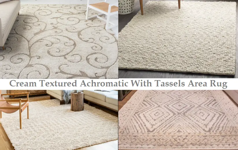 Enhance Your Decor Style With Cream Textured Achromatic With Tassels Area Rug